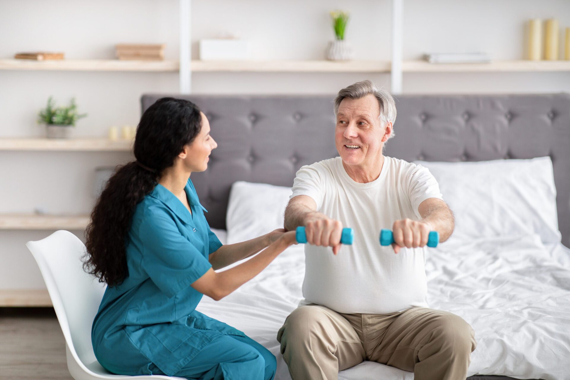 man getting his let checked